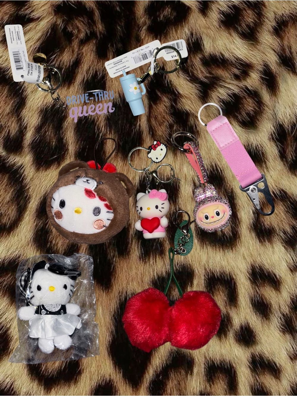 Hello Kitty/LABUBU Keychain Bundle - 8 Items